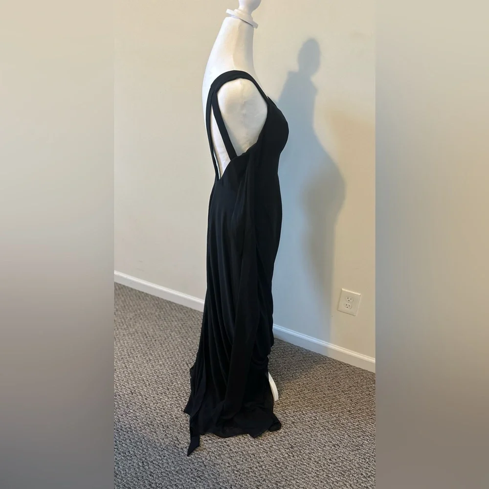 Azazie Black Julie Chiffon A-Line Bow Dress Size A6 - Picture 6 of 9